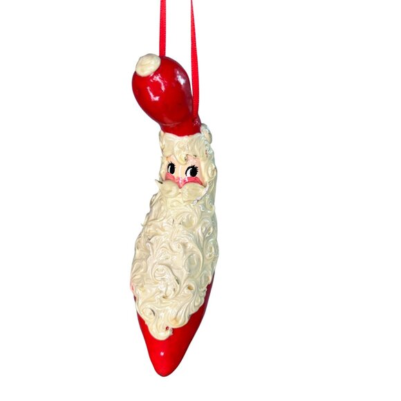 Vintage Gourd Santa Claus Hanging Christmas Ornament Red White - Picture 2 of 12